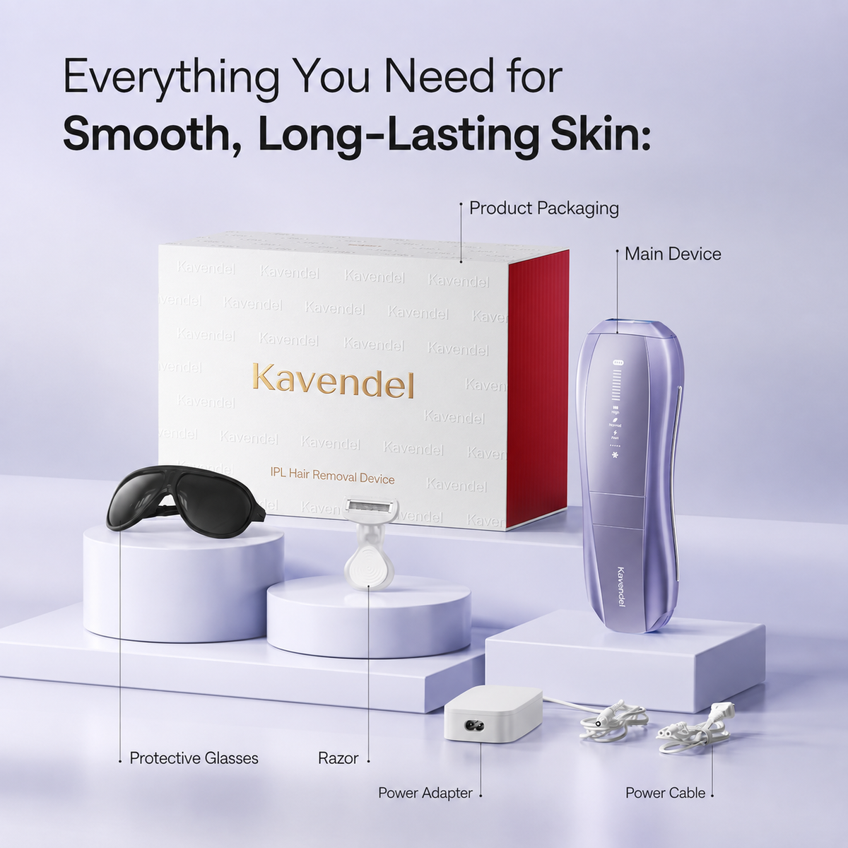 Kavendel SilkAura™ IPL Hair Removal Device