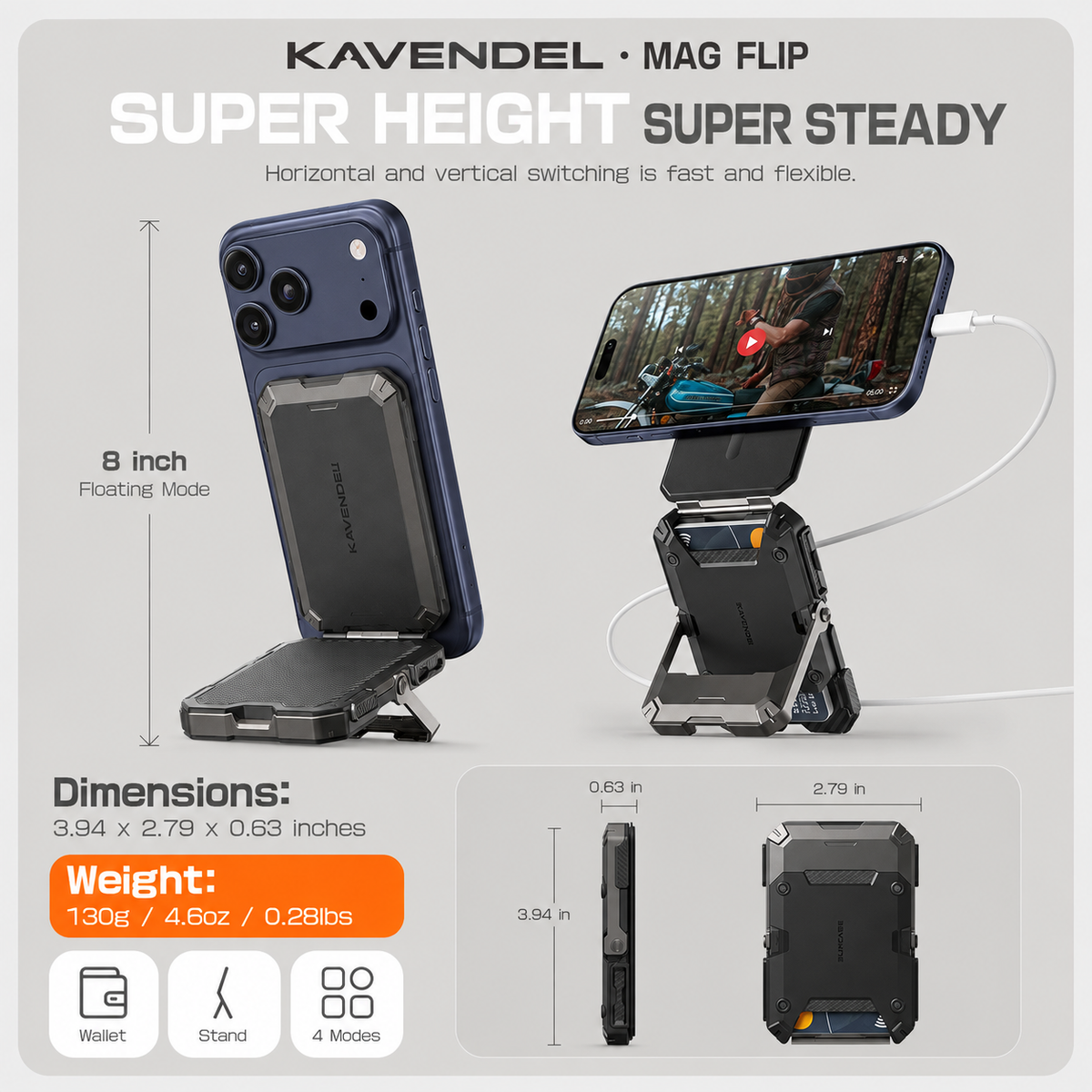 Kavendel MagVault™ Magnetic Wallet & Phone Stand