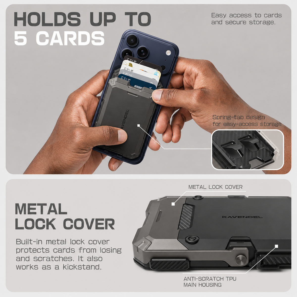 Kavendel MagVault™ Magnetic Wallet & Phone Stand