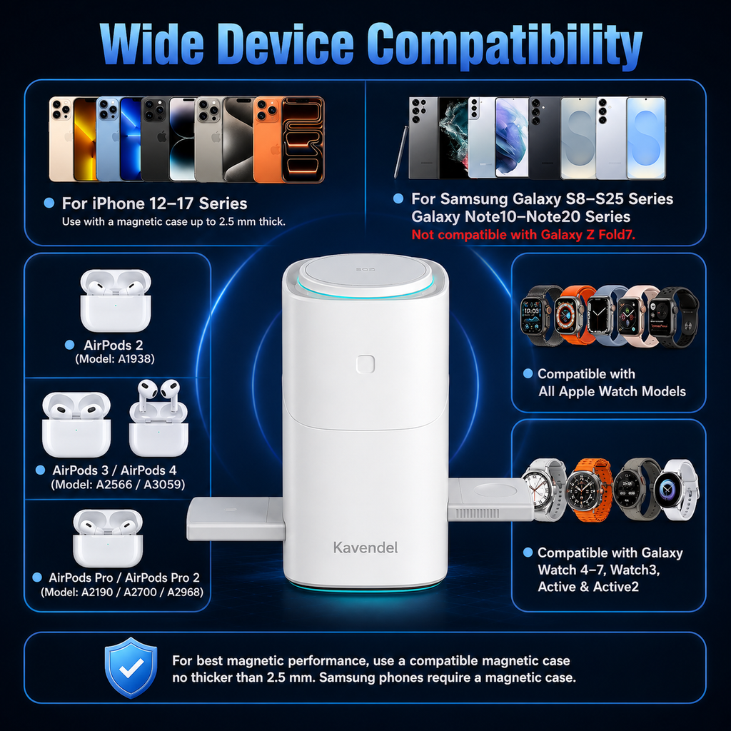 Kavendel NightDock™ 3-in-1 Wireless Charging Station