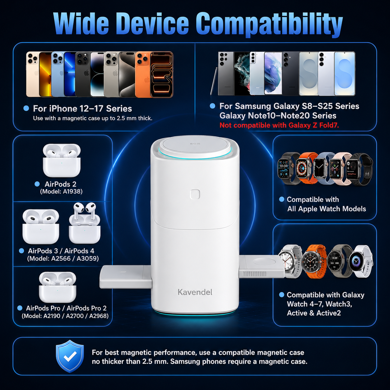 Kavendel NightDock™ 3-in-1 Wireless Charging Station