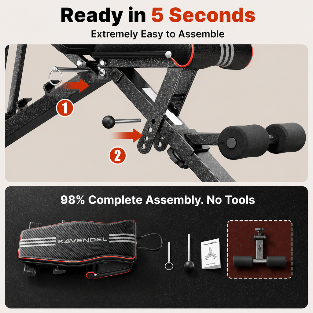 Kavendel SpaceCore™ Foldable Workout Bench