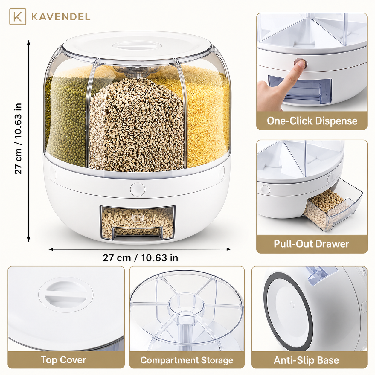 Kavendel GrainNest™ Rotating Pantry Dispenser