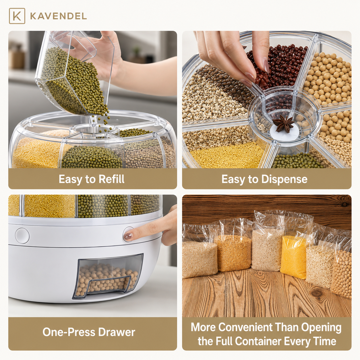Kavendel GrainNest™ Rotating Pantry Dispenser
