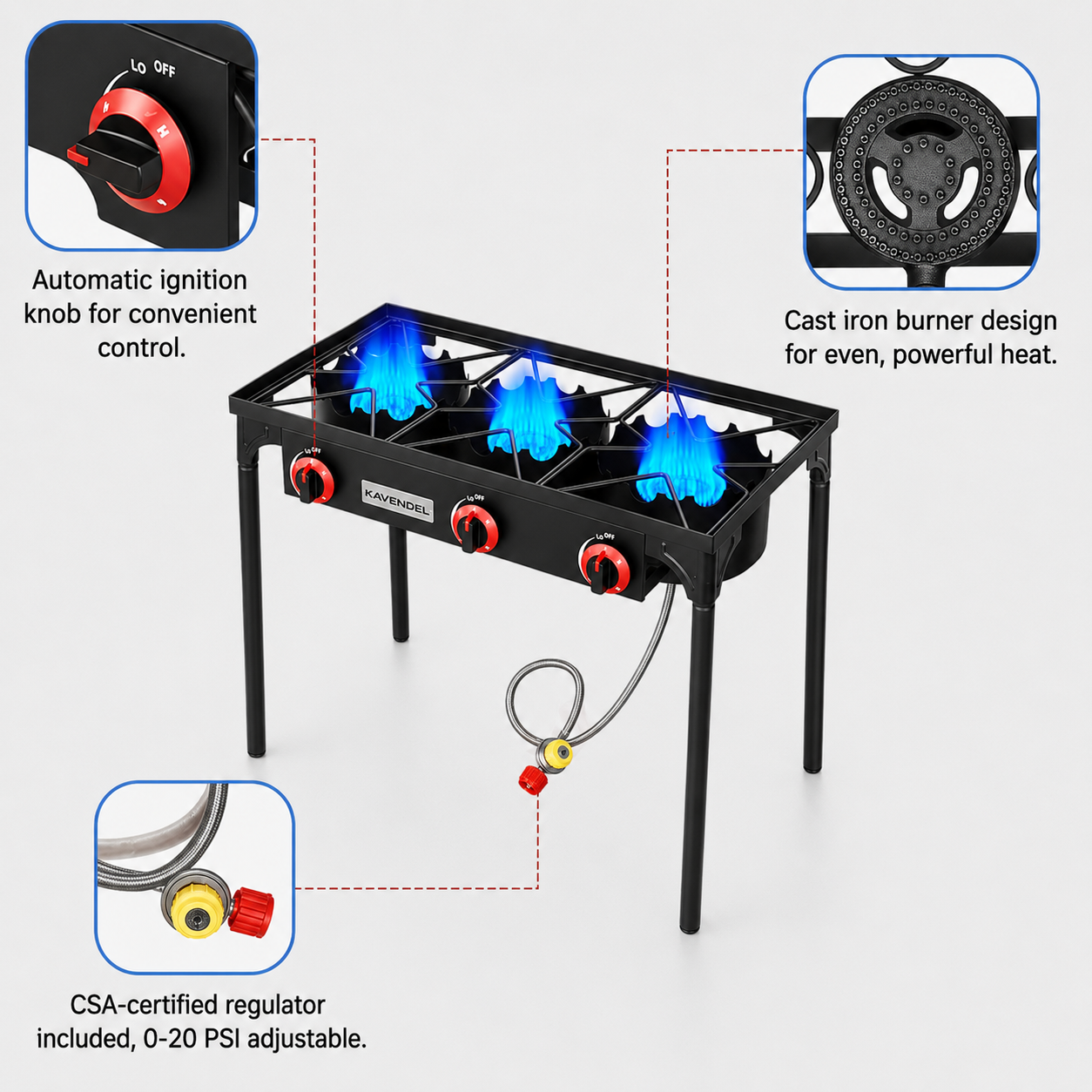 Kavendel FlameCore™ Triple Burner Outdoor Cooker