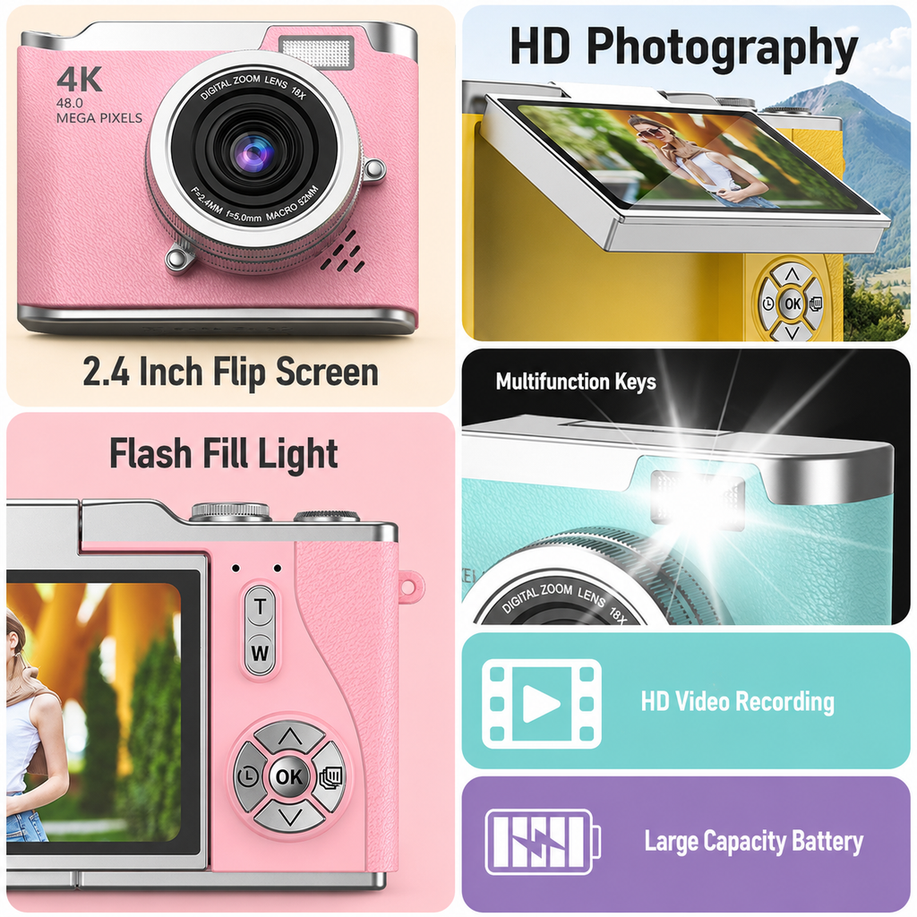 Kavendel MemoGlow™ Flip-Screen Digital Camera