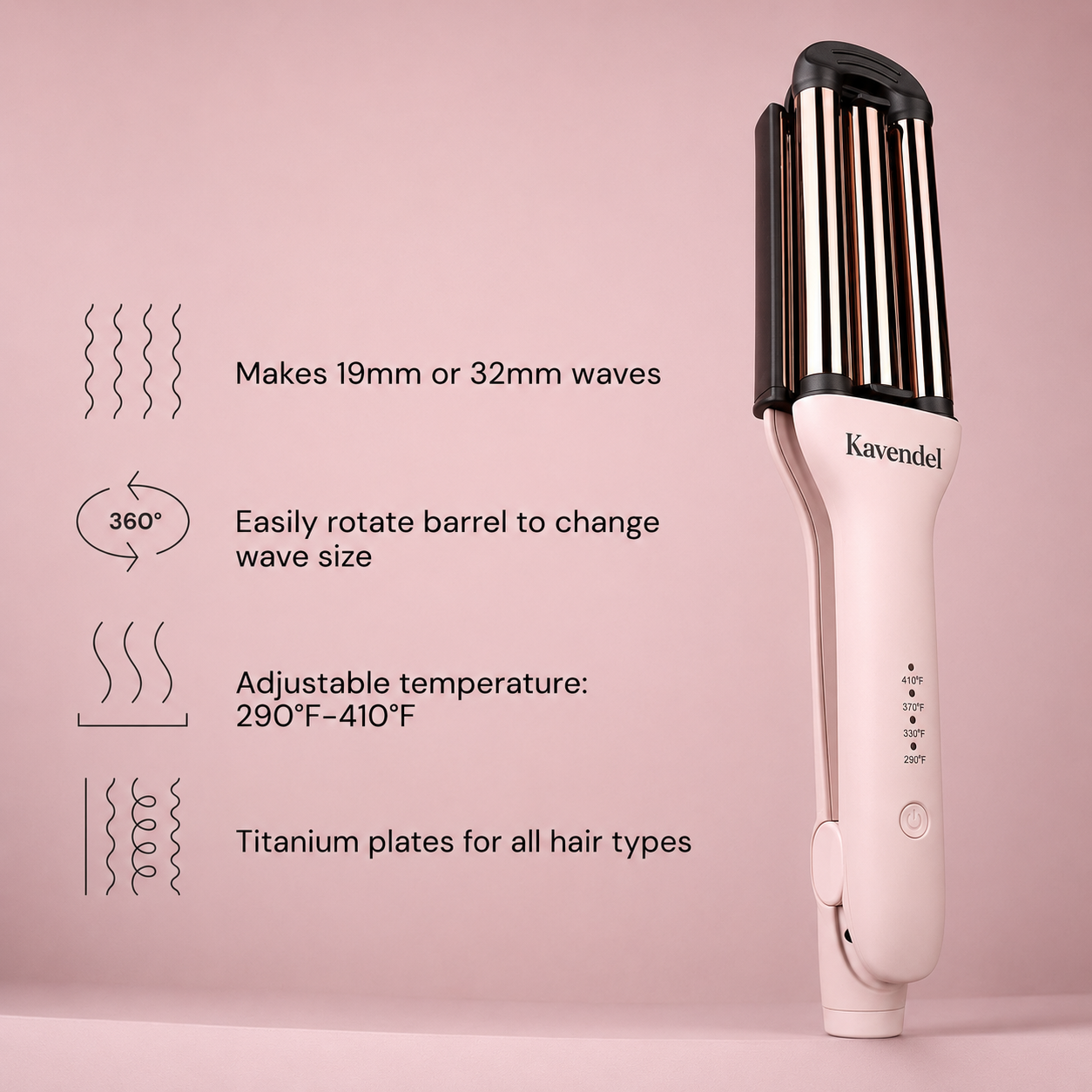 Kavendel WaveAura™ 2-in-1 Hair Waver