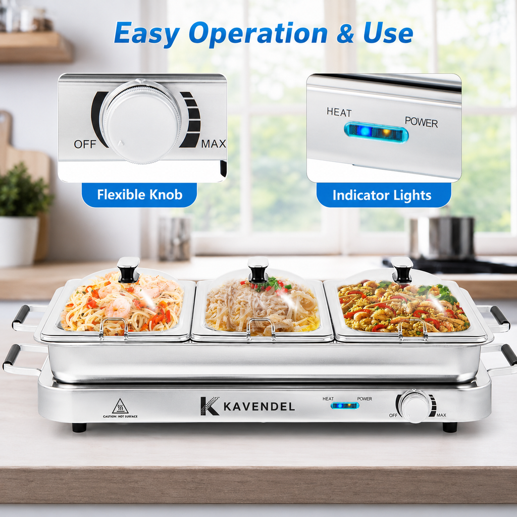 Kavendel GatherWarm™ 3-Tray Electric Buffet Server