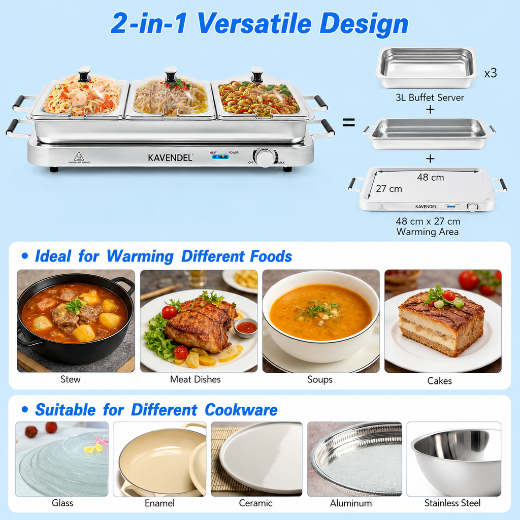 Kavendel GatherWarm™ 3-Tray Electric Buffet Server