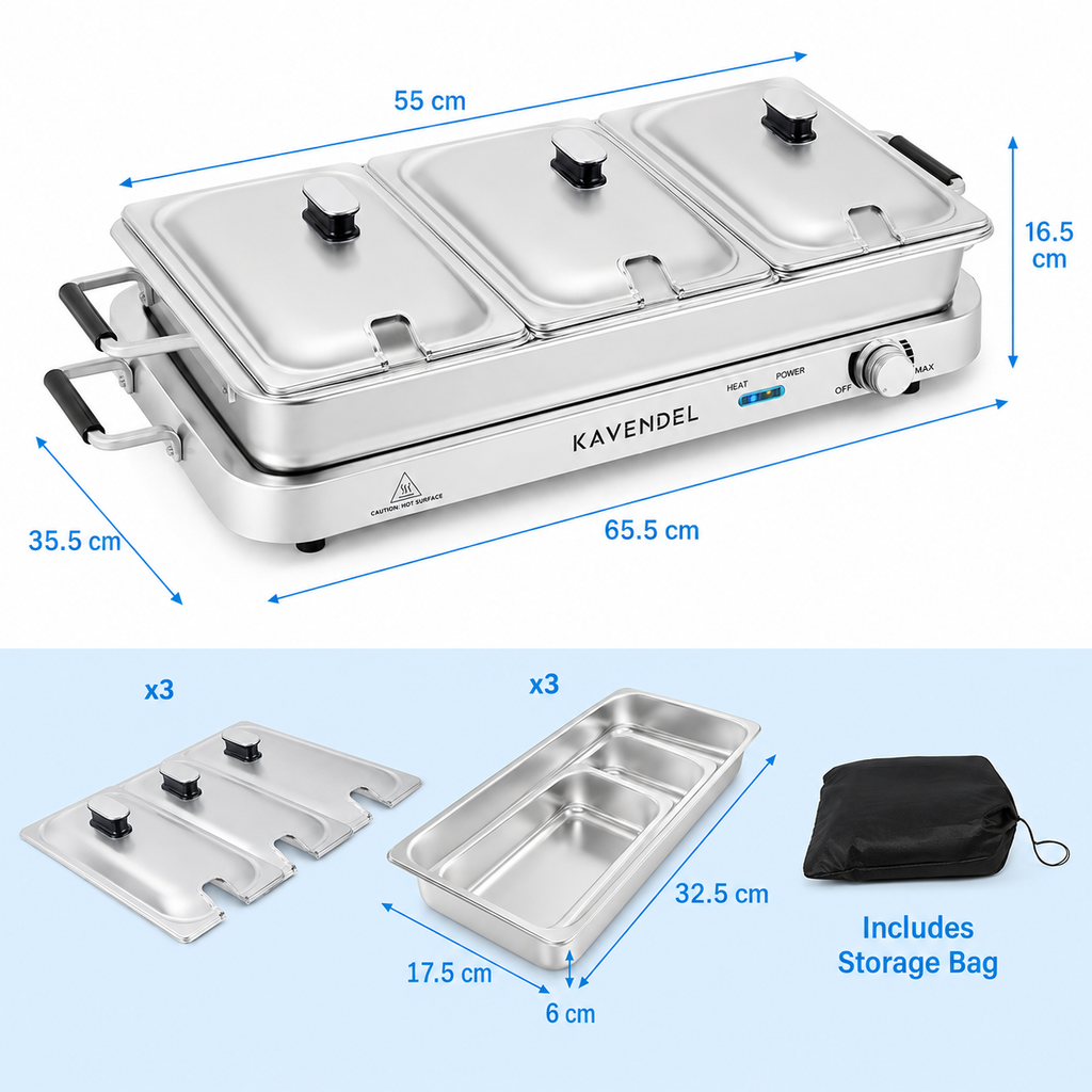 Kavendel GatherWarm™ 3-Tray Electric Buffet Server