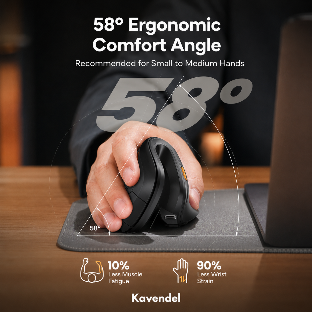 Kavendel ErgoNest™ Multi-Device Vertical Wireless Mouse