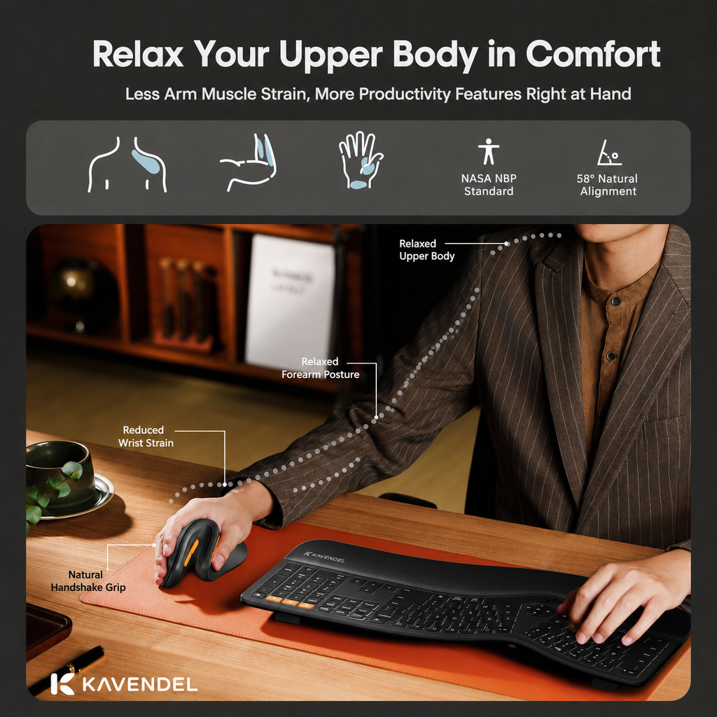 Kavendel ErgoNest™ Multi-Device Vertical Wireless Mouse