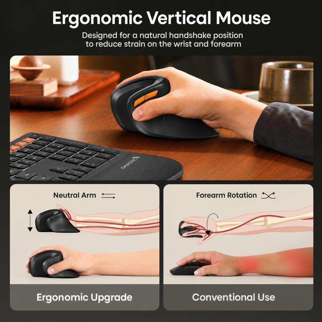 Kavendel ErgoNest™ Multi-Device Vertical Wireless Mouse