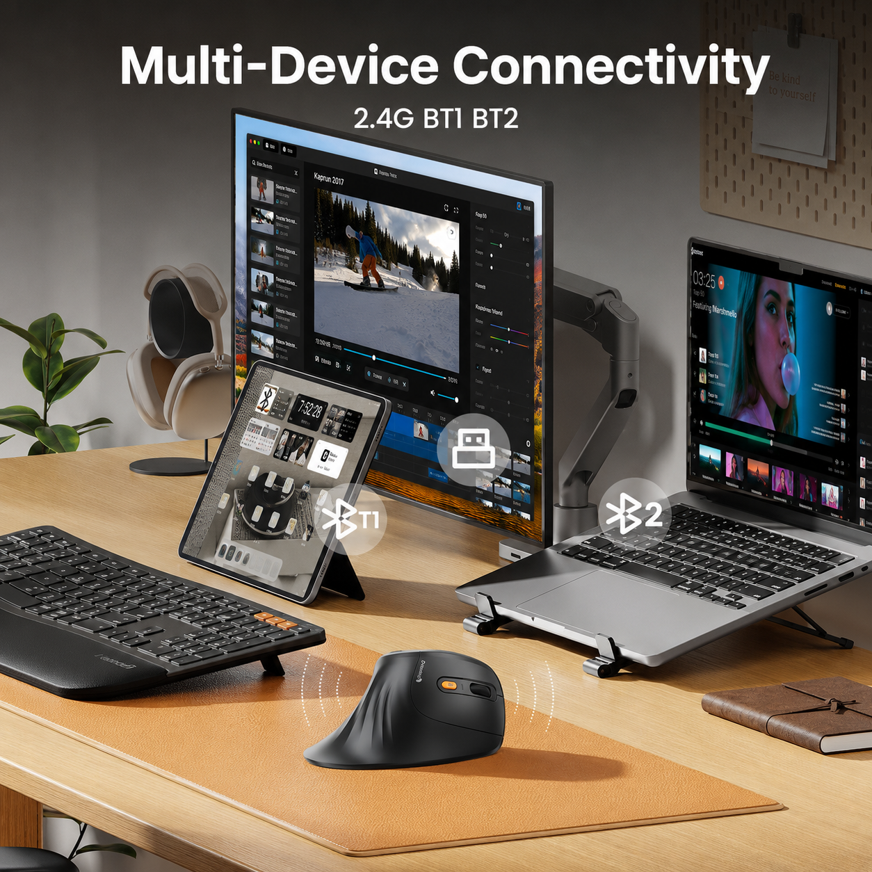 Kavendel ErgoNest™ Multi-Device Vertical Wireless Mouse
