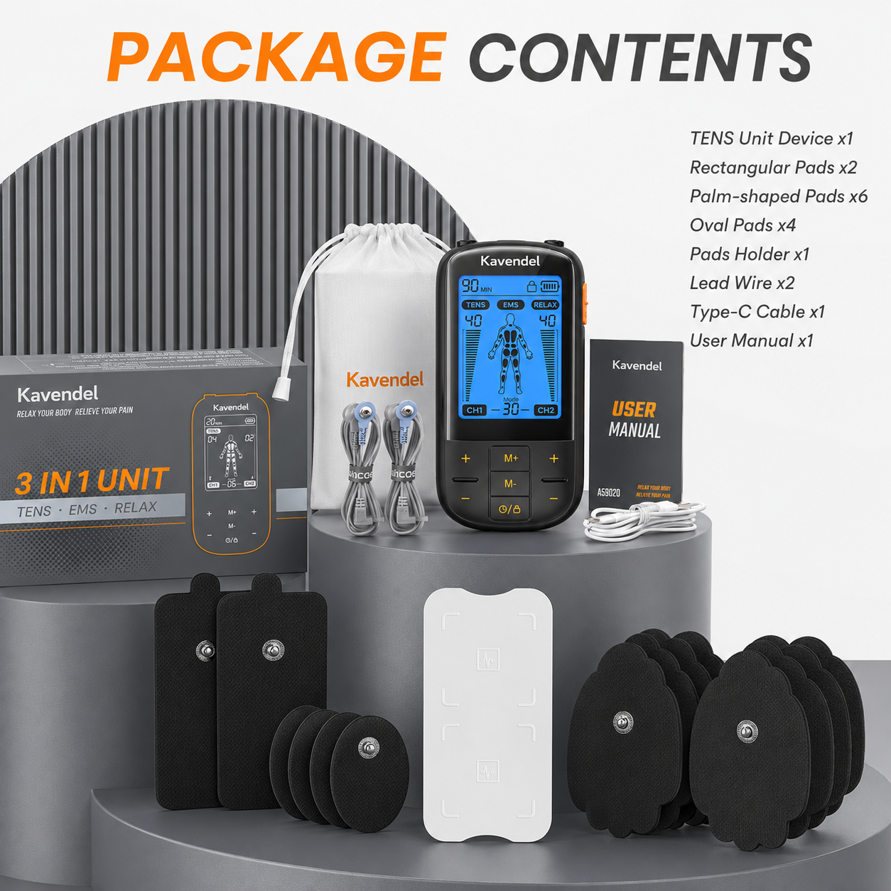 Kavendel PulseEase™ Dual-Channel Muscle Stimulation System