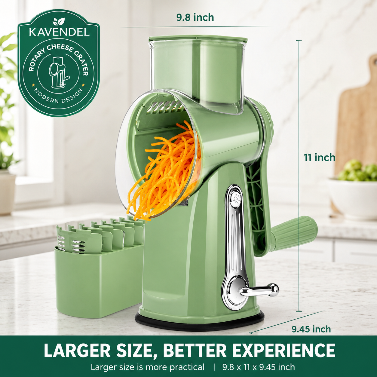 Kavendel GrateFlow™ 5-in-1 Rotary Grater