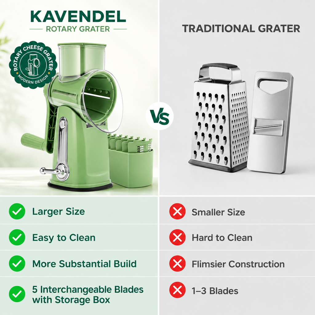 Kavendel GrateFlow™ 5-in-1 Rotary Grater
