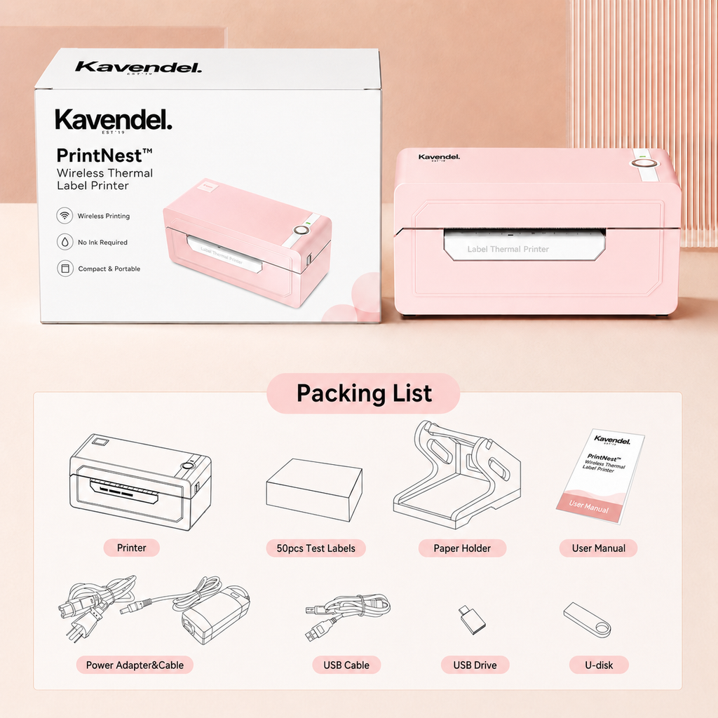 Kavendel PrintNest™ Wireless Thermal Label Printer